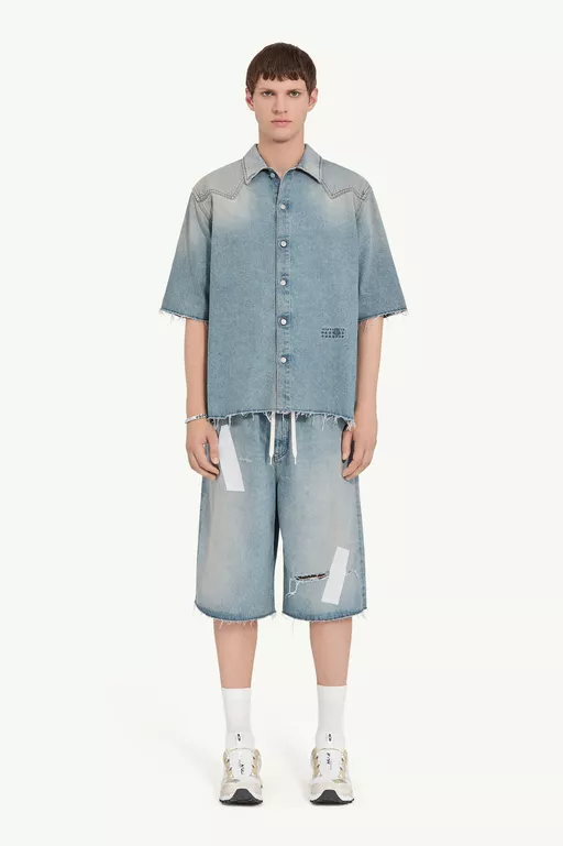 Kurz&auml;rmliges Jeanshemd