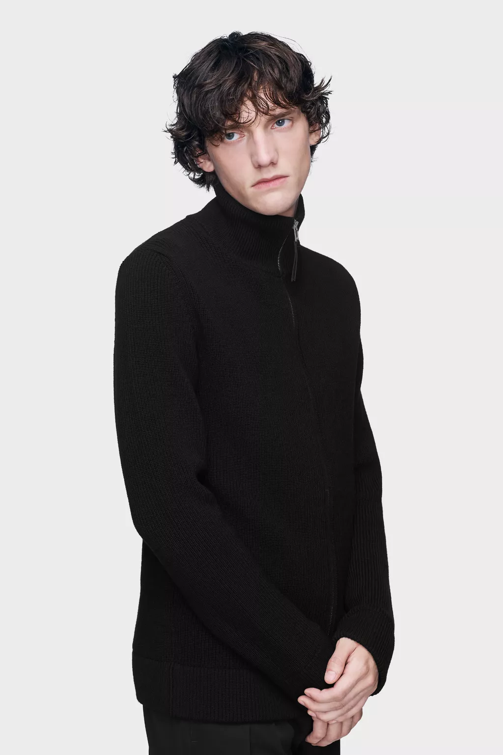 Black Knit zip-up cardigan | Maison Margiela Official