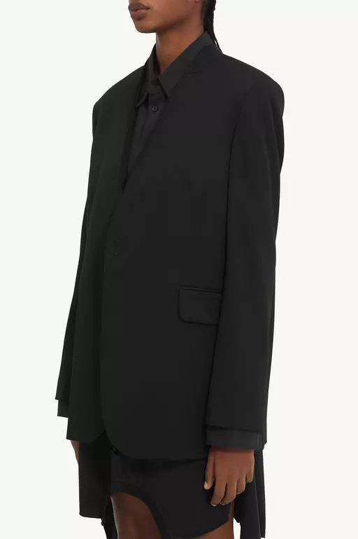 Collarless Tailoring Wool Suit Jacket - Jackets