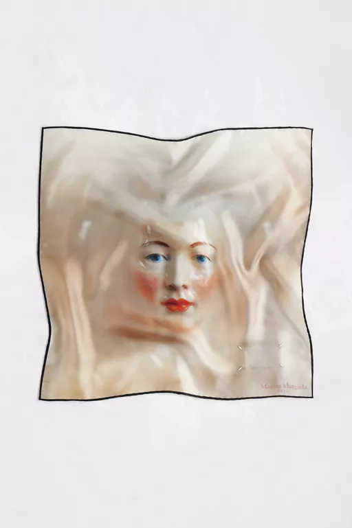 Porcelain Doll Print Silk Scarf - Scarves