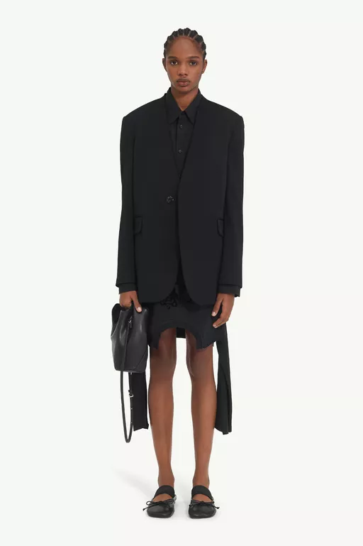 Collarless Tailoring Wool Suit Jacket - Jackets