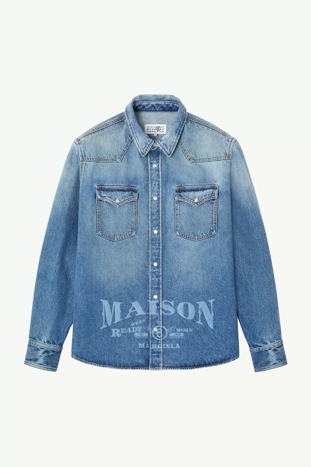 Blue Laser-printed denim shirt | MM6 Official