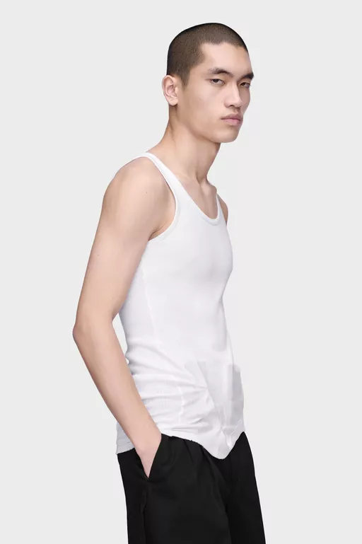 Taped Cotton Tank Top - Short-sleeved Top