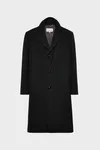 Black - Folded Collar Wool Overcoat