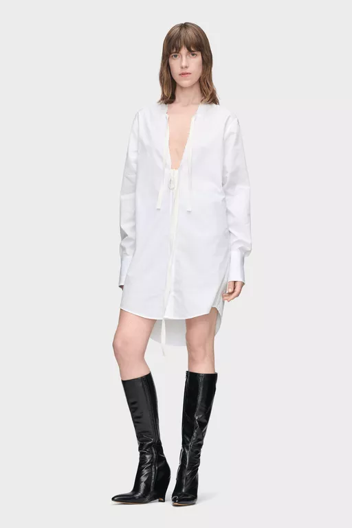 V-Neck Shirt Dress - Midi Dress