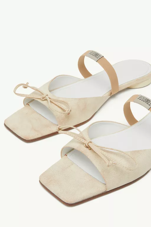 Bow-detailed leather slingback shoes - Sandals