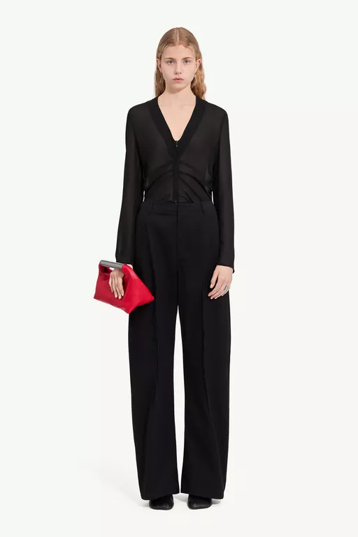 Light cotton twill wide-leg trousers - Pants