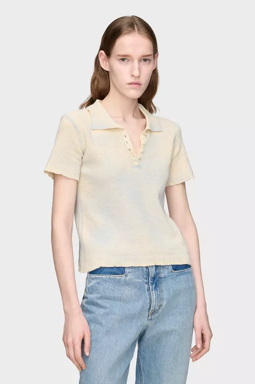 Stamped Cotton Knit Polo - Polos