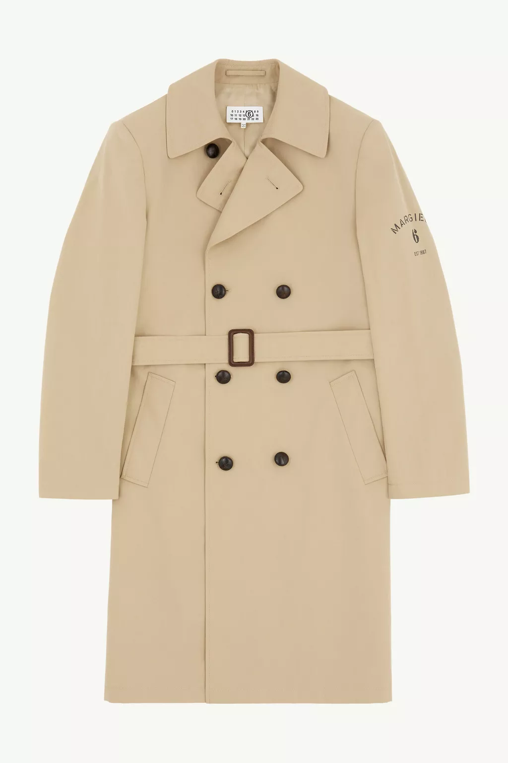 Brown Double-Breasted Belted Trench Coat | MM6 Official