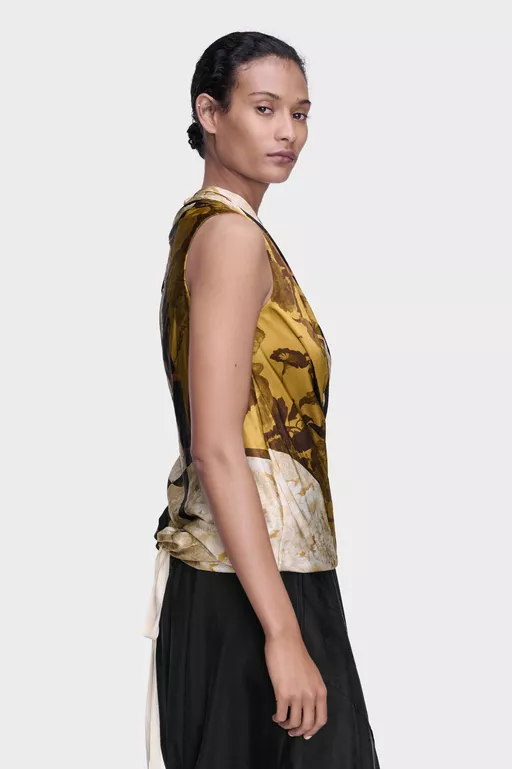 Draped Silk Top - Tops