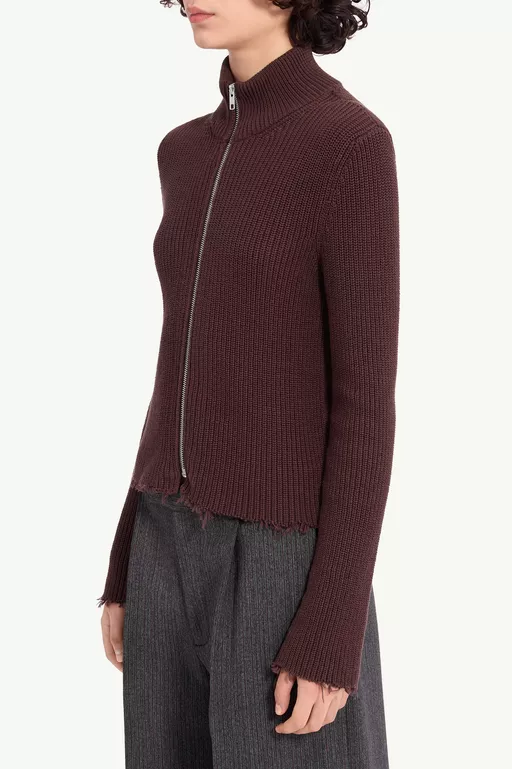 Ribbed Cotton Zip Cardigan - Jackets