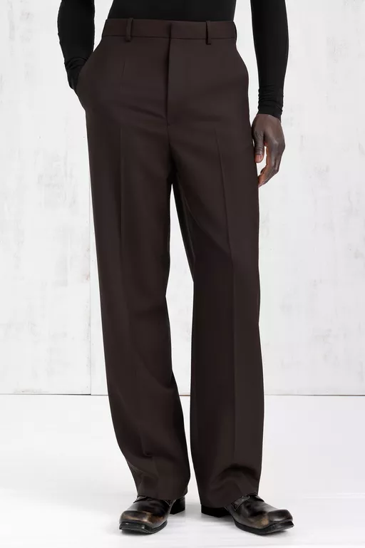 Wool Wide-Leg Trousers - Pants