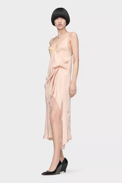 Abito sottoveste midi in pizzo di seta - Vestiti Midi