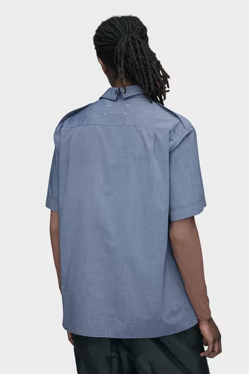 Folded Collar Short-Sleeve Shirt - Shirts