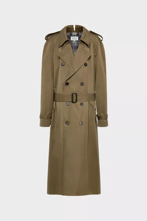 Folded Collar Cotton Trench Coat - Raincoats