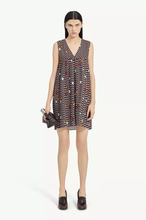 Sleeveless V-Neck Printed Dress