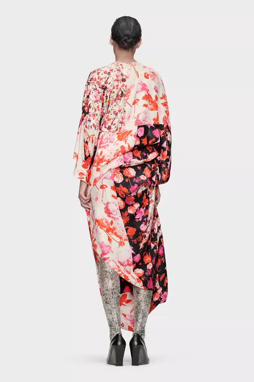 Floral Draped Dress - Maxi Dress