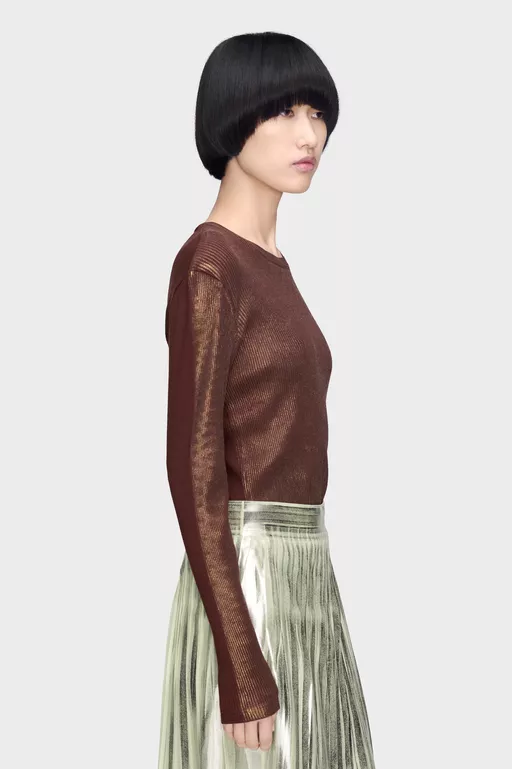 Silver Print Long-Sleeve Top - Short-sleeved Top