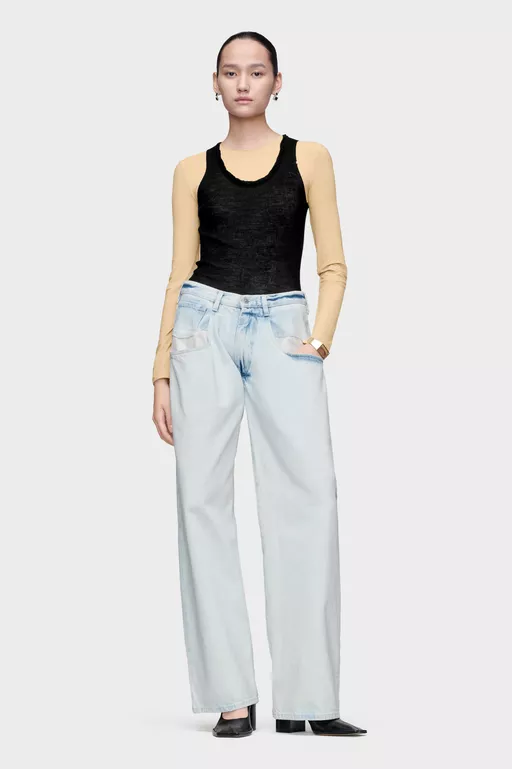 Bleached Straight-Leg Jeans - Denim