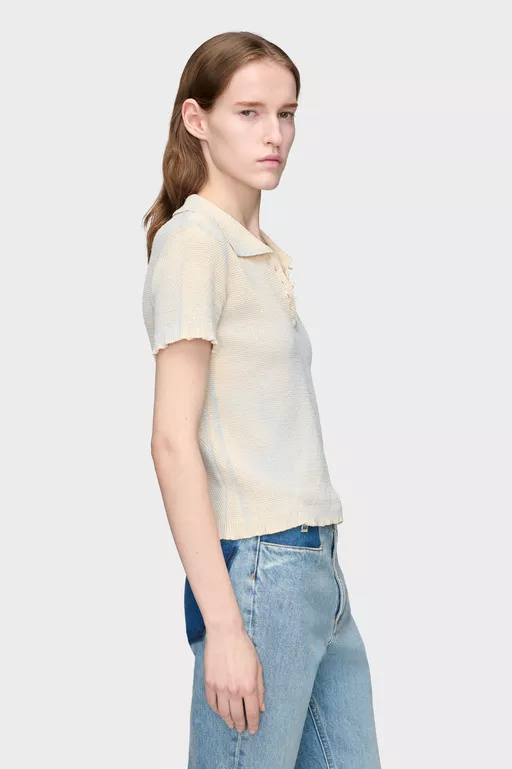 Stamped Cotton Knit Polo - Polos
