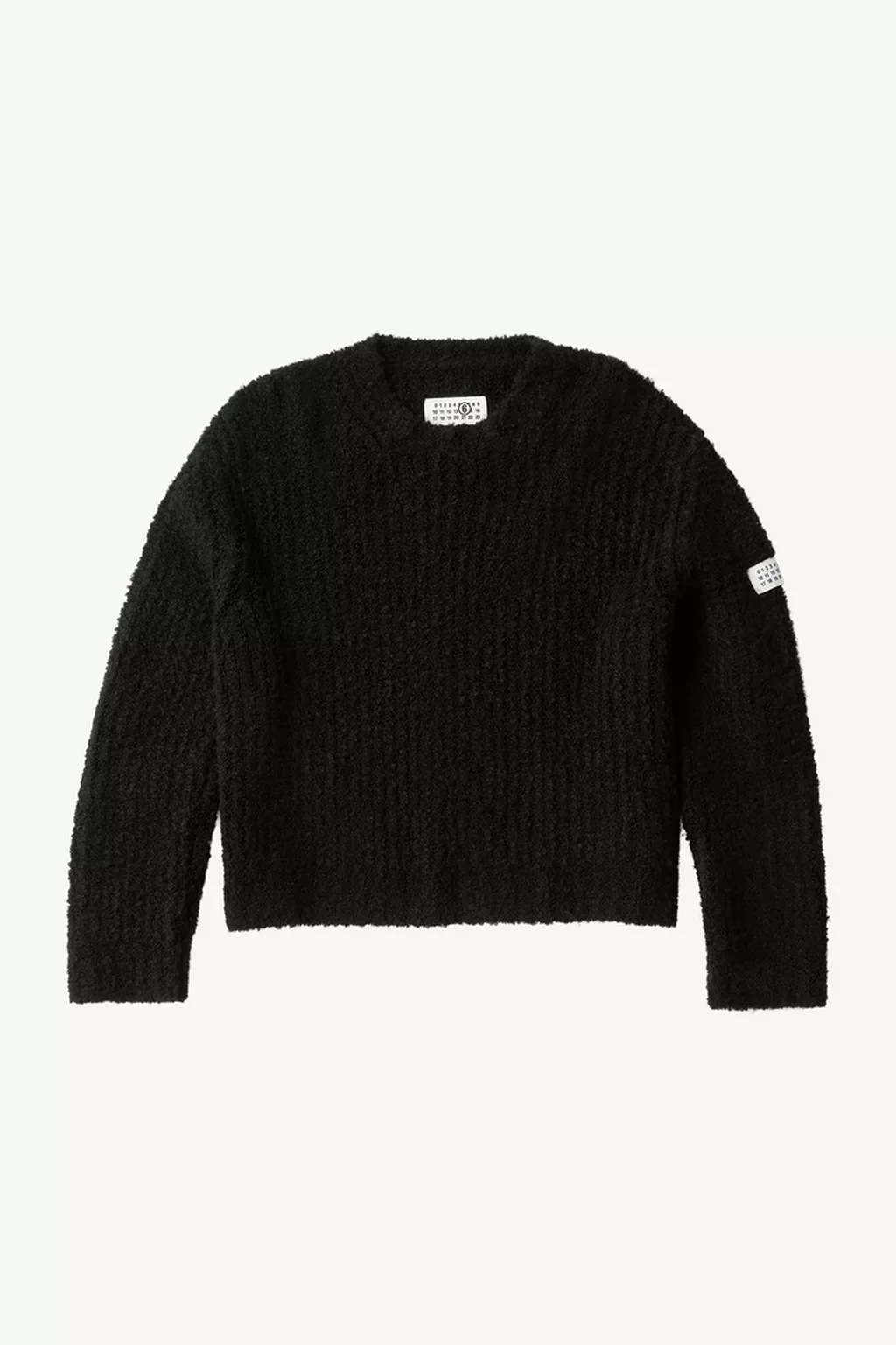 ꧁꧂25ss mm6 ニット Black Textured knit crew neck jumper | MM6 Official