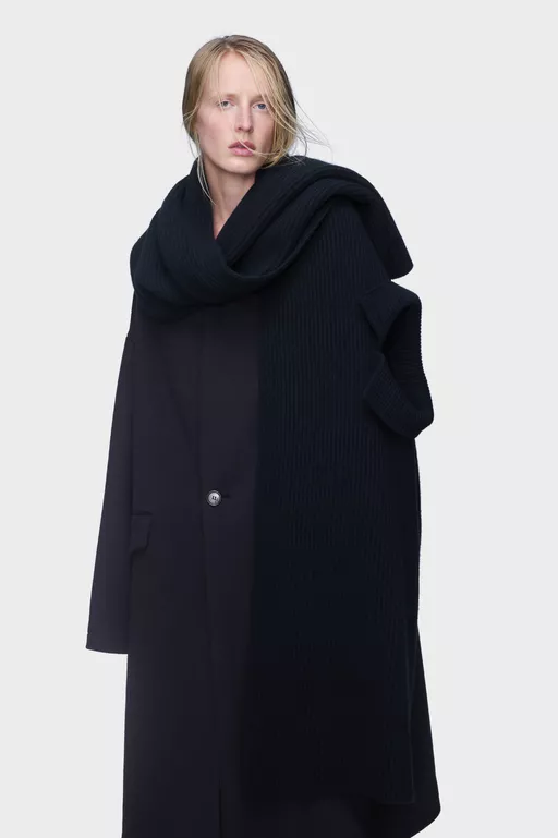 カラー付リブ ウールスカーフ - スカーフ
