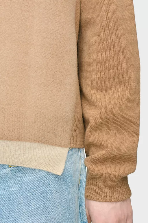 Fused Knit Wool Crewneck Sweater - Knitwear
