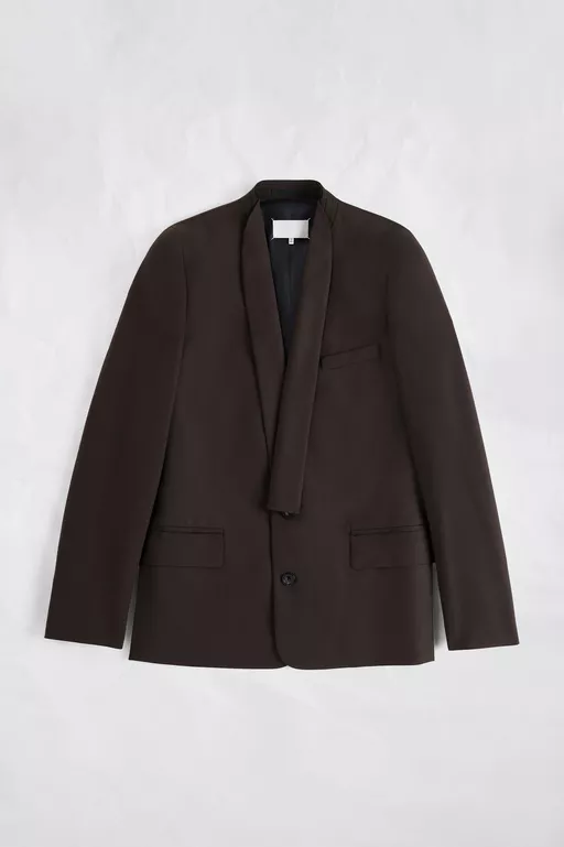 Minimal Collar Wool Blazer - Jackets