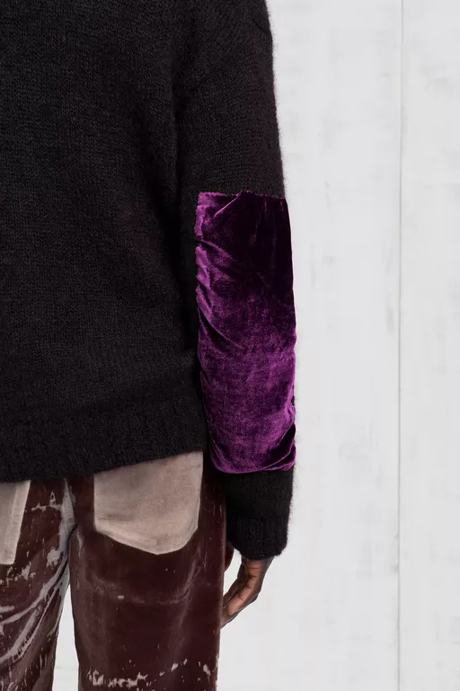 Velvet Patch Mohair Cardigan - Cardigan
