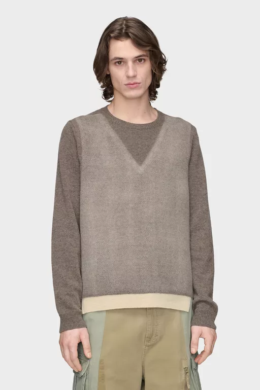 Fused Knit Wool Crewneck Sweater - Crewneck