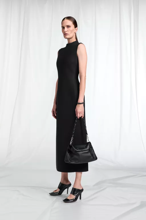 Mock-Neck Virgin Wool Maxi Dress - Midi Dress