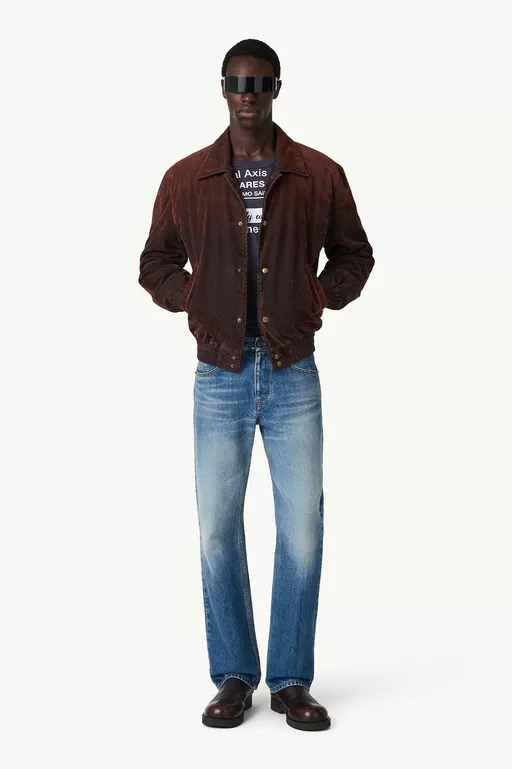 Overdyed flocked denim jacket