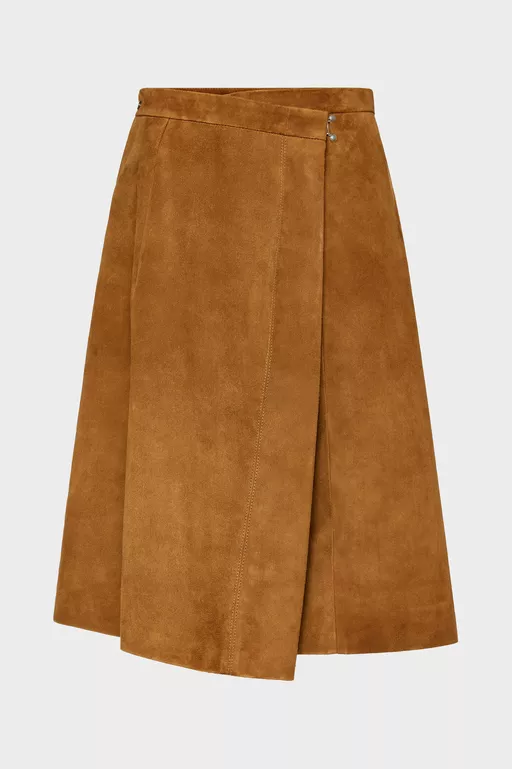 Wrap Suede Midi Skirt