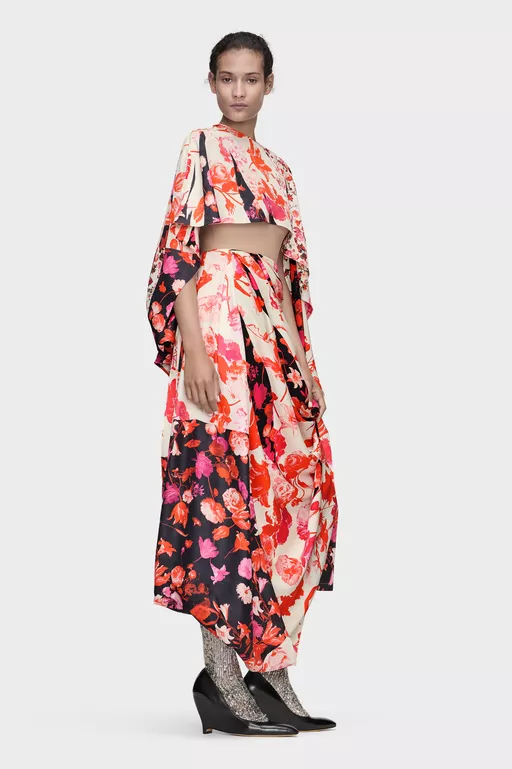 Floral Draped Dress - Maxi Dress