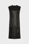 Noir - Robe midi en cuir