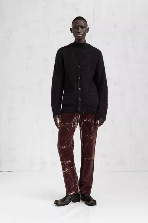 Velvet Patch Mohair Cardigan - Cardigan