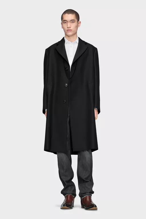 Folded Collar Wool Overcoat - Coats