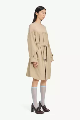 High-Cut Cotton Trench Dress - Midi Dress