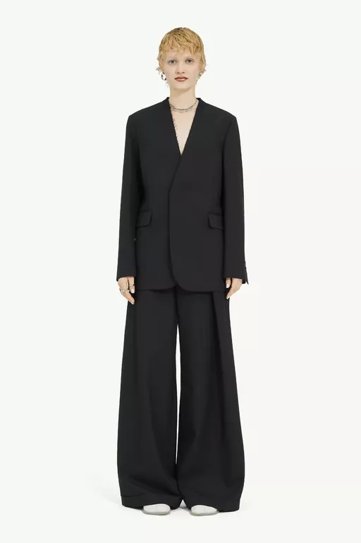 Collarless Padded Suit Jacket - Jackets