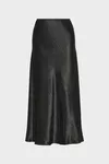Black - Satin midi skirt