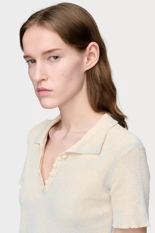 Stamped Cotton Knit Polo - Polos