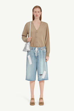 Taped denim shorts - Shorts