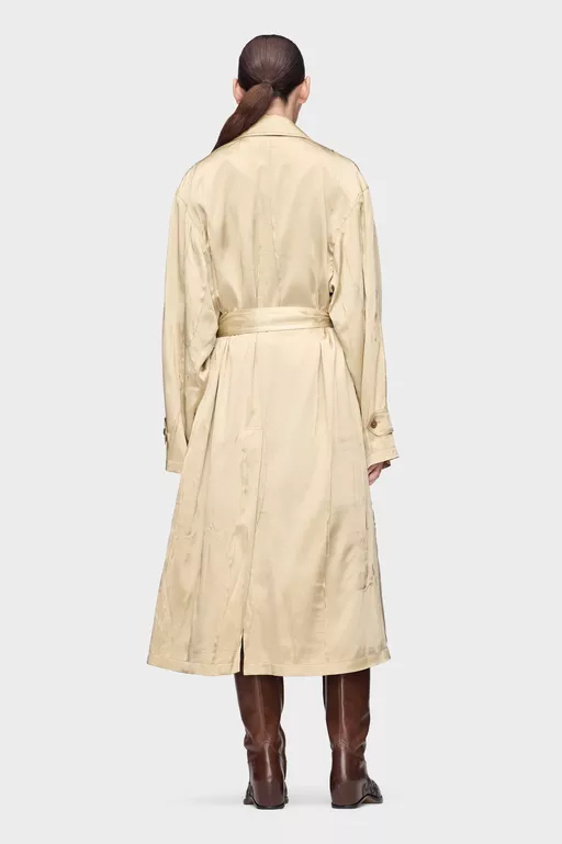Creased Silk Trench Coat - Raincoats