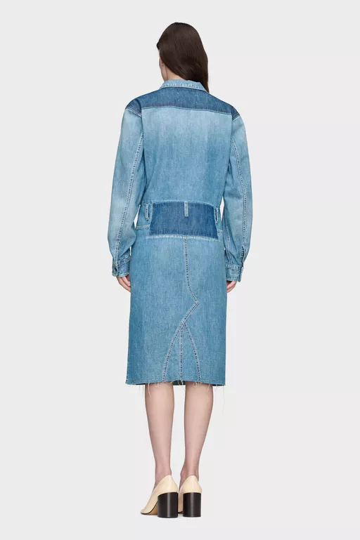 Denim Midi Shirt Dress - Midi Dress