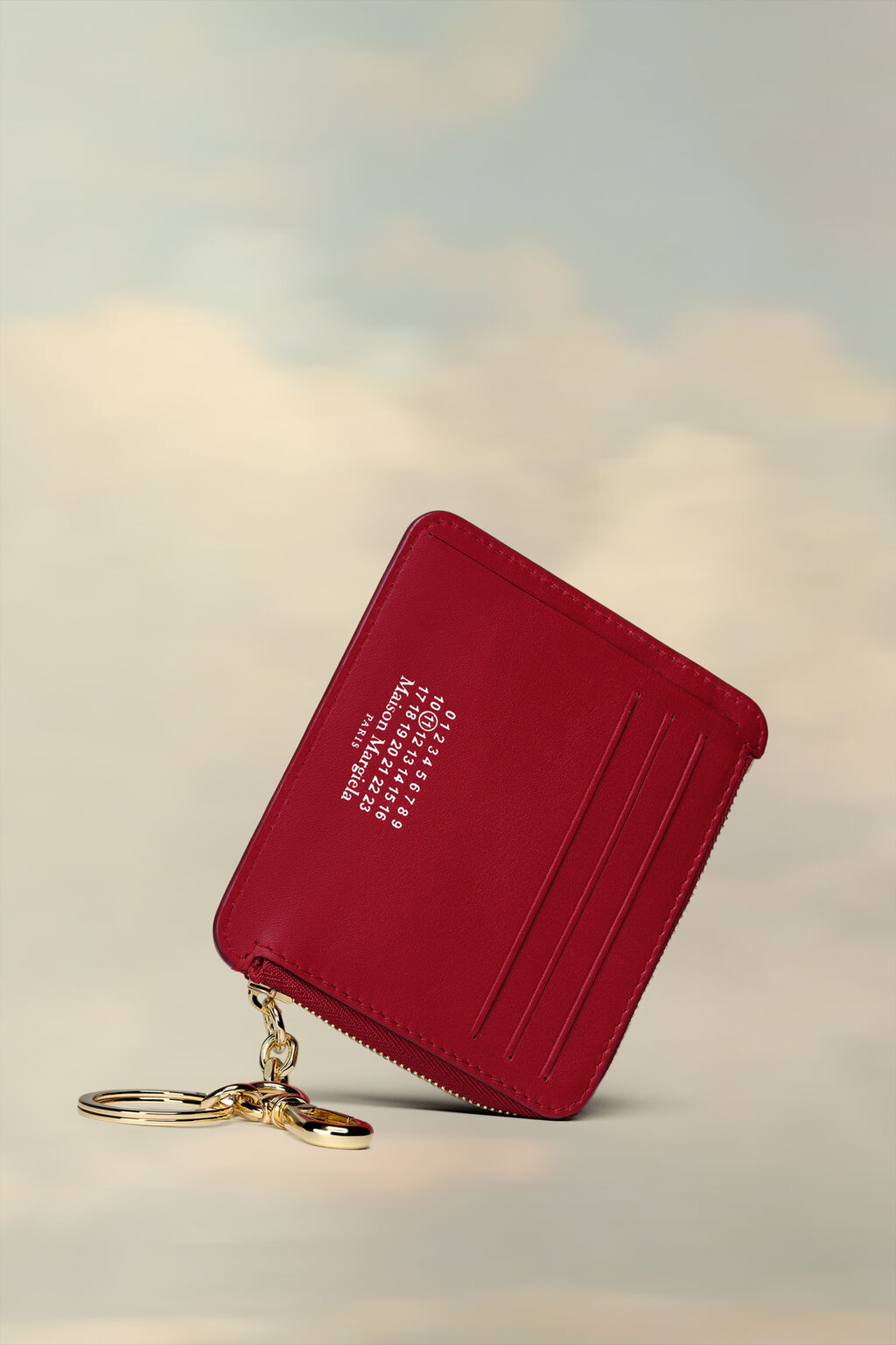 Maison Margielaのレザーキーチェーンウォレット（カーフレザー）色: Red