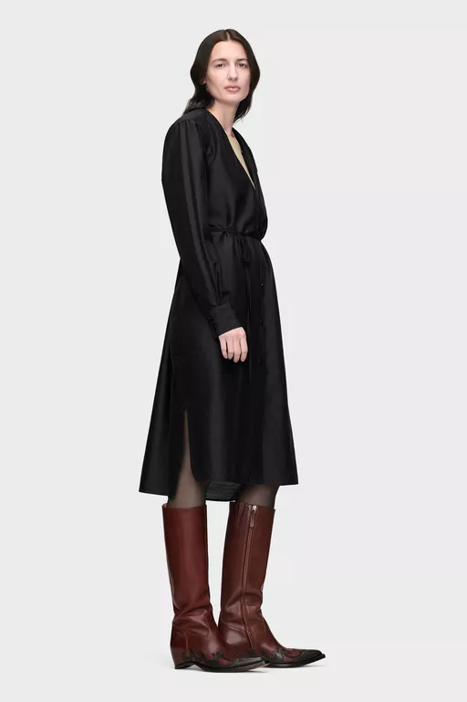 Virgin Wool Midi Shirt Dress - Midi Dress