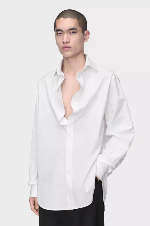 Folded Collar Cotton Shirt - Shirts