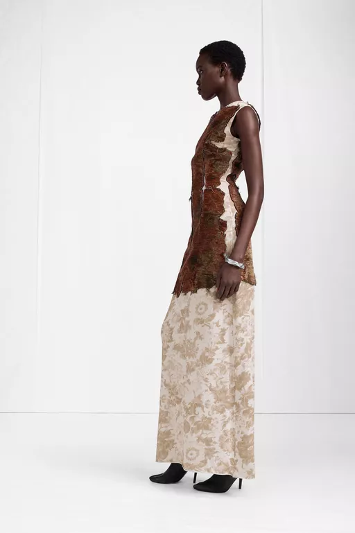 Slashed Velvet Floral Maxi Dress - Maxi Dress