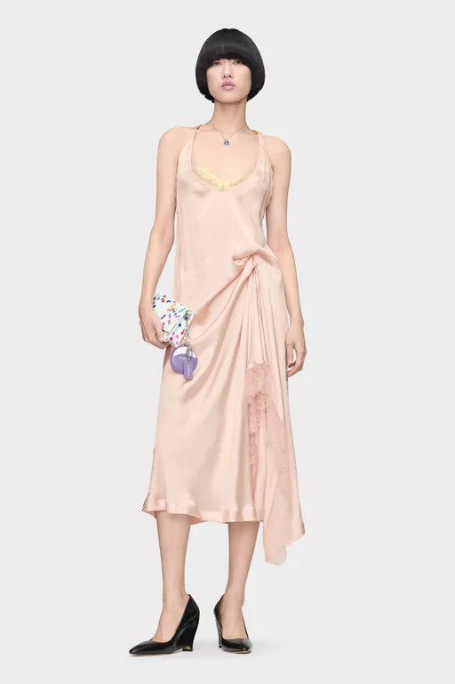 Abito sottoveste midi in pizzo di seta - Vestiti Midi