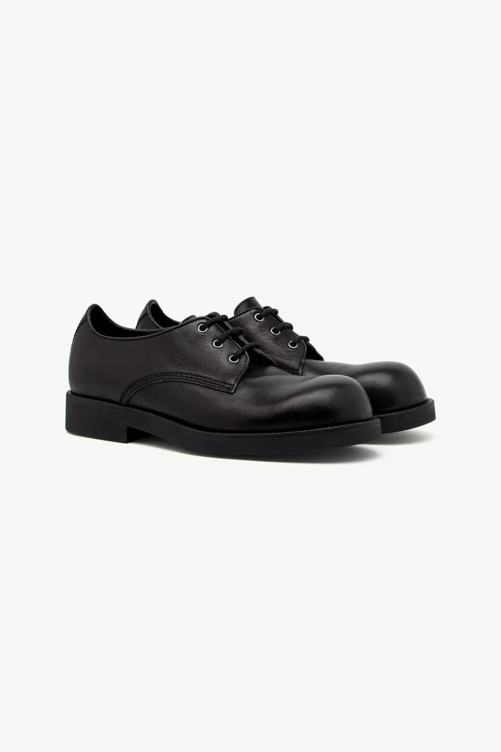 Black Leather Biker lace-up shoes | MM6 Official